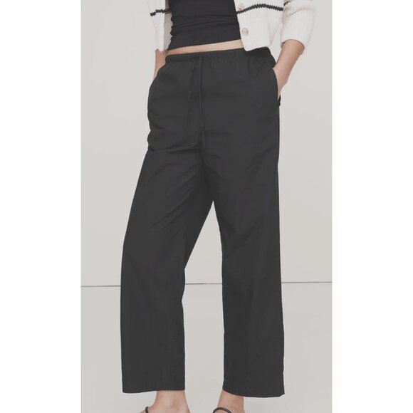 Banana Republic Poplin Relaxed Straight Ankle Pants Pull On Drawstring Blue M - Picture 15 of 15